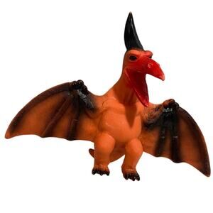 VINTAGE Pterodactyl Dinosaur Figure 8" Orange & Black